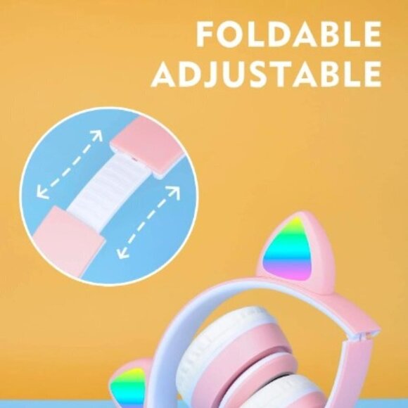 Cat Ear Lighted Headphones Wireless Pink - Picture 3 of 4